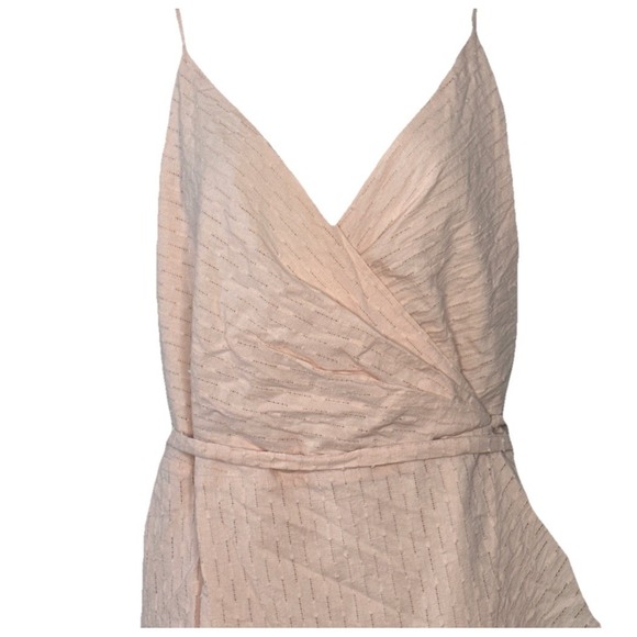 Lulus Made with Love Swiss Dot Cotton Wrap Dress Size 1X Peach Lined Cottagecore - Picture 2 of 10